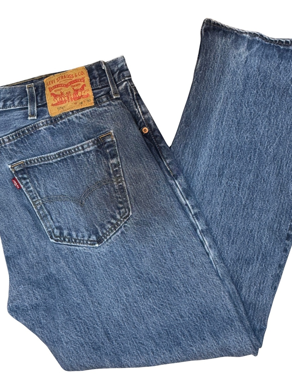 Vintage 90’s Y2K Levi's 501 Button Fly Medium Blue Men's Jeans 38x30